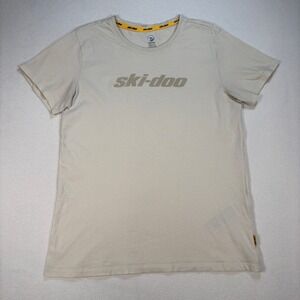 Ski-Doo T-Shirt Women's M Cream Signature Spellout 100% Cotton BRP‎ 454859